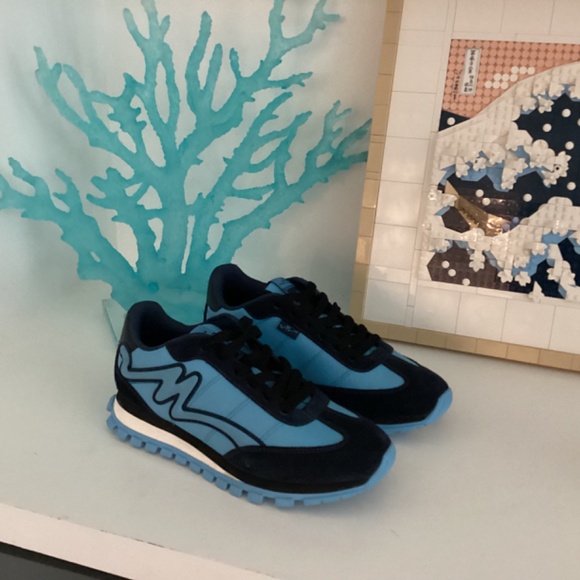 MARC JACOBS Leather Colorblock Pattern Blue Sneakers 37 US 7 - Picture 4 of 16